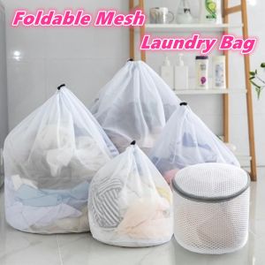 Drawstring Mesh Underwear Laundry Basket Foldable Washing Bags Organizer Net Large Capacity