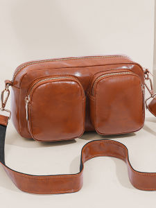 2025 New Fashion Soft Leather Womens Bag Commuter Multi-Pocket Crossbody Camera Bag Versatile Single Shoulder Small Square Bag