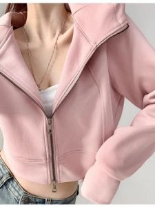 Áo Nỉ Có Mũ Trùm Đầu Ngắn Ôm Vừa Vặn Cho Nữ Mùa Xuân Thu 2025 Áo Khoác Ngoài Rộng Rãi Có Khóa Kéo Thời Trang Cho Nữ