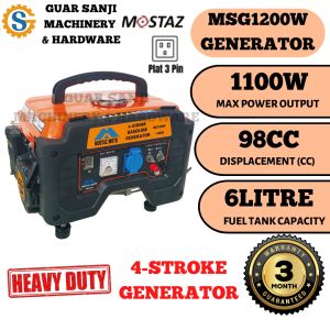 MOSTAZ MOTO MSG1200W 1100W 1.1KW 4STROKE GASOLINE GENERATOR GENSET