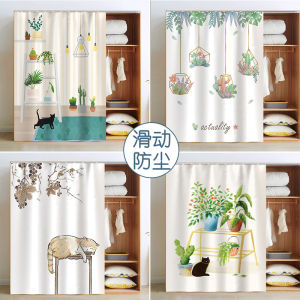 Dustproof Closet Door Curtain Fabric Screen Partition for Bedroom Wardrobe Shoe Cabinet Bookcase Conceal Messy Items