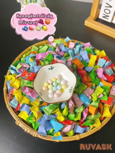 [500G] Kẹo Ngậm Thơm Miệng Vitamin C 12 Vị Hoa Quả Không Đường - Kẹo Ngậm Trái Cây Mix Vị Mát Lạnh - Kẹo Ăn Vặt Ruvask