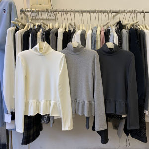 Áo Thun Cổ Cao Ôm Vừa Vặn Mùa Thu Đông Phong Cách Tối Giản Mới Áo Thun Nữ Cổ Tròn Tay Thường Chất Liệu Khác 100%