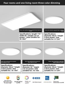 JINGYA | Eye-Protective Ultra-Thin Seamless Modern Simple Ceiling Light for Living Room and Bedroom