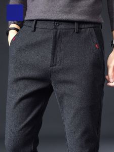 ROMON | Lormen Mens Fleece Lined Casual Pants Winter Thick Warm Loose Straight Leg Woolen Long Trousers Fashion Urban Style Youth