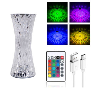 16 Colors LED Crystal Table Lamp USB Charging Diamond Desk Light Touch Control Projection Romantic Atmosphere USB Night Light