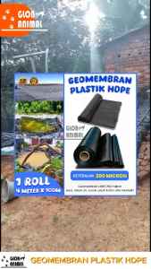 GEOMEMBRAN PLASTIK HDPE 1 ROLL 4 METER X 100M 200MIKRON uv hitam kolam