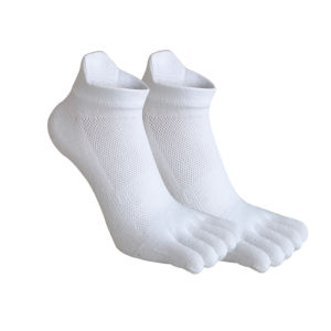 ถุงเท้าข้อสั้นแบบห้านิ้วสำหรับผู้ชาย ผ้าฝ้ายเนื้อแน่น ระบายอากาศ ดูดซับเหงื่อ ระงับกลิ่นอับ สวมใส่สบาย ยืดหยุ่น เหมาะสำหรับเล่นกีฬาและออกกำลังกาย
