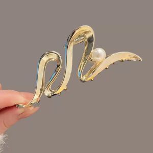 Metal Geometry Hair Clip & Pearl Wave Hairpin: A Stylish Choice for Female Hair Accessories