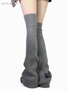 Warm Knitted Grey Long College Socks Womens Leg Warmers Versatile Thick Winter High Tube Socks Sweet Style Home Clothes