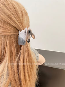 Cute Rabbit Hair Clip Acetate Shark Clamp Half up Design  out Korean Style water Pearl Hair Accessories for Women