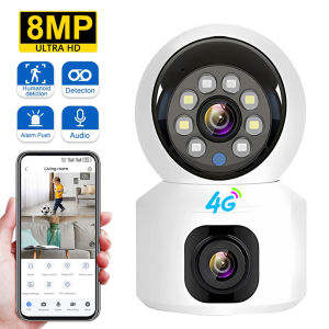 4G SIM IP Camera Wireless Dual Lens Night Vision Indoor Baby Monitor Human Detect Two Way Video Camara CCTV Security Protection