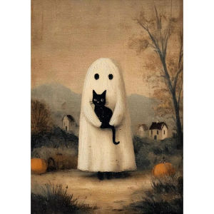 KAYOU | Người Lớn Dành Cho Người Mới Bắt Đầu Bộ Tranh Tô Màu Theo Số 40x50CM Halloween Town Canvas DIY Home Wall Art Craft Gift Unframed