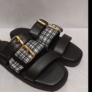 UMMAYA SHOP // Selaras Sandal Wanita Platform Ban Tiga Comby Kotak Kanvas Sendal Perempuan