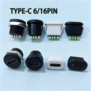 Ổ Cắm Chống Nước Type-C Nữ 6/16 Pin USB-C Đầu Nối Sạc Cắm Jack Sạc Dây Hàn Cổng Giao Diện Nguồn