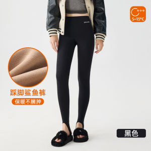 Womens High-Waist Fleece Lined Shark Bite Yoga Fitness Pants Winter Base Layer Tights Comfortable High Rise Butt Lifting