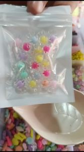 Manik manik mote bentuk candy permen warna pastel bening ukuran 8mm