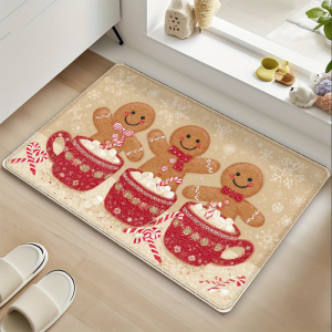 VIKAMA Santa Claus Christmas Doormat Non‑Slip Absorbent Floor Mat For Entryway Bedroom Xmas Holiday Home Decor