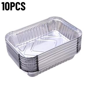 10/20/30PCS Disposable Barbecue Tin Ftray Aluminum FoilFtray Grease Drip Recyclable Grill Collection Tray Outdoor Kitchen Supply
