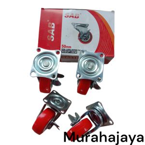 RODA CASTER (1 SET 4 PCS) RODA KURSI GEPENG MERAH / RODA TROLLEY