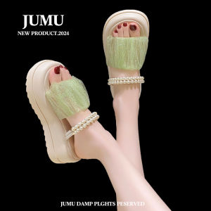 Summer 2025 New Fairy Style Two-Way Wear Thick Heel Slope Follow Small Fragrance Wind Sandals Slip-On Shoes for Young Women