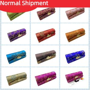 Flower Jacquard Lipstick Case Single Jewellery Box Lip Gloss Storage Case Cosmetic Bags With Mirror Women Makeup Storage Box