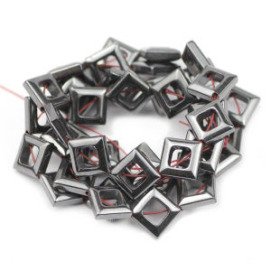Black Natural Stone Diagonal Square Hematite Charm Spacer Loose Beads For Jewelry DIY Making Bracelet Necklace Accessories 8MM