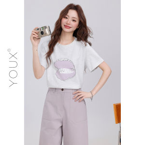 YOUXIANG | Áo Thun Hàn Quốc In Hình Thú Nhỏ Phong Cách Thoáng Mát Đa Năng