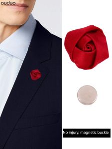 Seamless Magnetic Buckle Brooch Fabric Roses Collar Pin Men and Women Bow Tie Suit Brooch Wedding Corsage Anti-Unwanted-Exposure Buckle