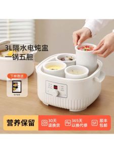 Home Use Large Capacity Ceramic Electric Soup Pot Automatic Soup Making Pot Water Bath Steaming Pot Soup Making Bowl