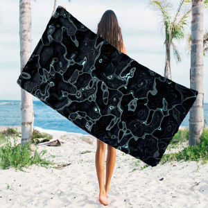 BILIBILI | Cyan Fluid Beach Towels Ultra Lightweight Quick Drying Super Absorbent Summer Essential Fast-Drying Towel for Beach