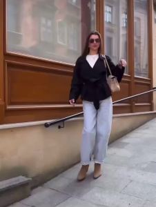 Womens Coat 2026 Autumn New Style Solid Color Long Sleeve Belted Short Trench Coat European and American Personalized Fashion