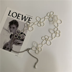 โซ่เอวลายดอกไม้มุกสําหรับผู้หญิงที่มีการออกแบบด้านหลังกลวงโลหะผสมวัสดุความยาวตักเดียว