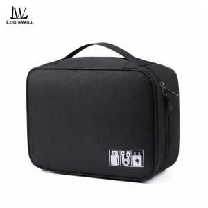 LouisWill Digital Storage Bag Travel Organizer Double Layer Large Capacity Electronic Gadget Bag USB Cable Storage Bags Large Cable Organizer Bag Accessories U Disk Hard Drive Accessories Storage Bag