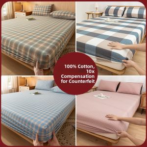 NAIYOUCHENG | 100 Cotton Washed Fitted Sheet for Mattress