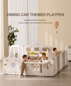 Tutusbaby Dining Car Themed Baby Playpen with Cute Food Truck Indoor Playground