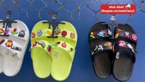 Dép Sandal CRS7891 3 Màu Tặng Thêm 10 Jibtiz Cài Dép Quai Ngang Đế Bằng