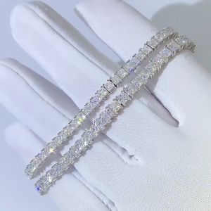 D Color Princess Cut Moissanite Tennis Chain Bracelet 925 Sterling Silver Women Moissanite Bracelet Bangles Hiphop Gift moissanite hiphop bracelet moissanite bracelet for women men