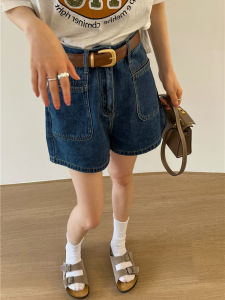 กางเกงขาสั้นผ้ายีนส์เอวสูงสำหรับผู้หญิง กางเกงขายาวทรงเอขากว้างสำหรับผู้หญิงไซส์ใหญ่ กางเกงขาสั้นทรงเอสำหรับผู้หญิงในช่วงฤดูร้อน