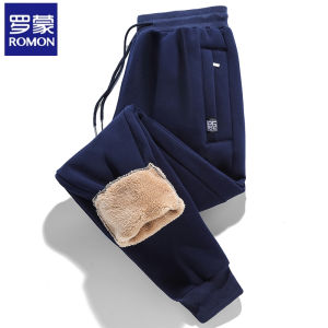 Romon Mens Fleece Lined Sweatpants mid Waist Thick Warm Casual Long Trousers Autumn Winter Sports Pants Large Size