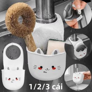 1-3 Cái Giá Đỡ Vòi Rửa Bằng Silicon Trắng Chất Liệu Mềm Có Móc Cài Giỏ Treo Túi Đựng Đồ Dùng Nhà Bếp