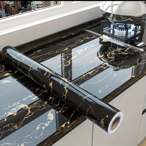 ตกแต่งหินอ่อนกันความชื้นและกันน้ํา 40 ซม. วอลล์เปเปอร์พีวีซีมีกาวในตัวตู้ห้องน้ําสติ๊กเกอร์ติดผนังเคาน์เตอร์