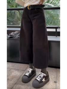 High Waist Straight Leg Jeans Womens Loose Fit Elastic Slimming Small Size Eighteen Wide Leg Pants Early Autumn New Style