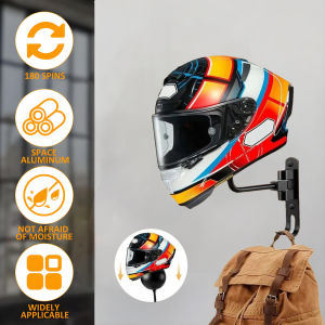 Motorcycle Helmet Rack Wall Mount Helmet Holder 180° Rotation Helmet Hanger With Hooks For Coats Caps Bike Baseball Rugby Helmet