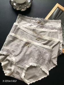 Soft Elastic Pure Cotton mid Waist Lace Trim Briefs Youth Underwear Comfortable Breathable Panties Womens Innerwear Briefs