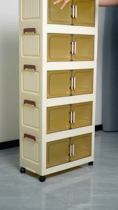 50/60CM Width 5 Layers Folding Storage Cabinet With Magnetic Door foldable storage cabinet Storage Box with Wheels Large Capacity Storage Cabinet