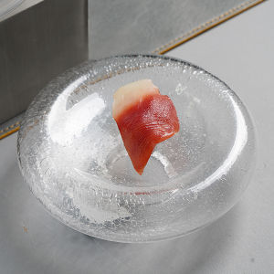 French Style Double Layer Glass Dessert Plate Bubble Dim Sum Tray Restaurant Cold Dish Plate Ceramic Material Square Shape