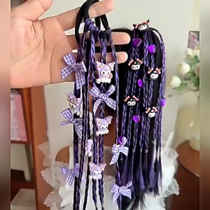 Cute Kuromi Hair Ties Hair Rope Hair Ring Ornaments Cartoon Wig Braids Accessories Girl Gift