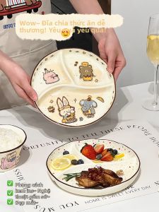XIAOHUANGLU | Partitioned Ceramic Dinnerware Dish for Children Adult Weight Loss Postpartum Use