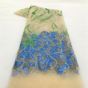 African 3D Sequins Net Lace Fabric (5 Yards) 2026 High-Quality Nigerian French Mesh Tulle Lace For Sewing Luxury Wedding Party